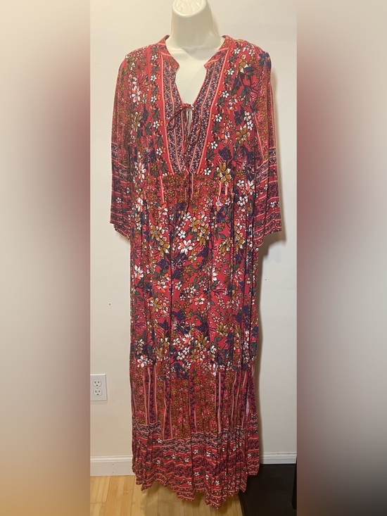 JODIFL Dresses & Skirts - JODIFL Red Floral Tie-Front Maxi Dress